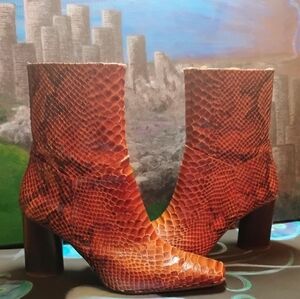Donald J. Pliner Brown Snakeskin Ankle Boots